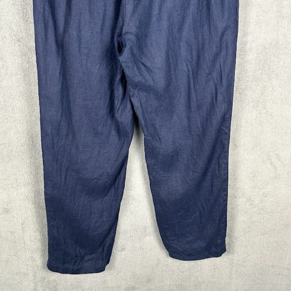 Quince Pants Women Small Navy European Linen Tapered Ankle Resort Coastal Preppy - Picture 5 of 14